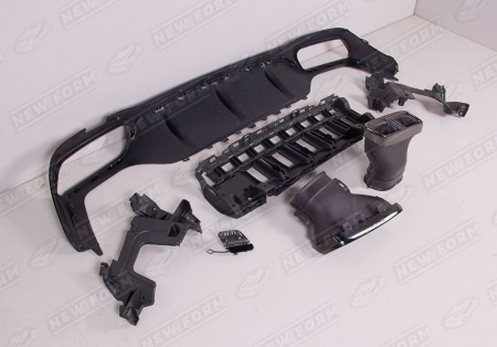 Mercedes-Benz E-Klasse W213 2016 - 2020 Диффузор заднего бампера 6.3S AMG черный с черными насадками