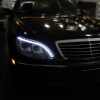 Mercedes S W220 (98-05) фары передние линзовые хромированные, с подсветкой DRL