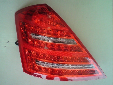 Mercedes S W221 (05-09) фонари задние светодиодные красно-хромированные, дизайн после 2009 года, комплект 2 шт.