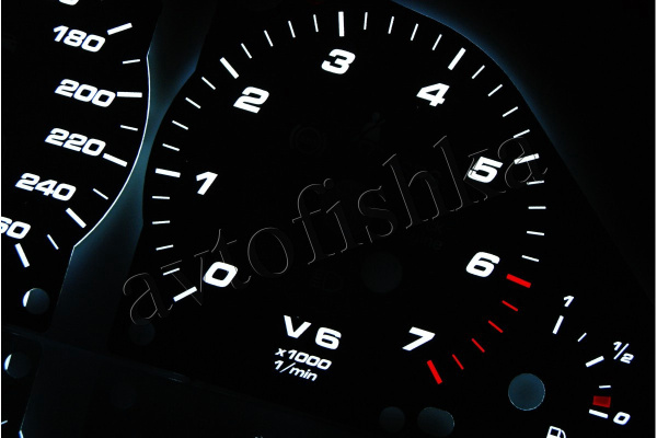 Mercedes W203 С (04-07) светодиодные шкалы (циферблаты) на панель приборов - дизайн 3