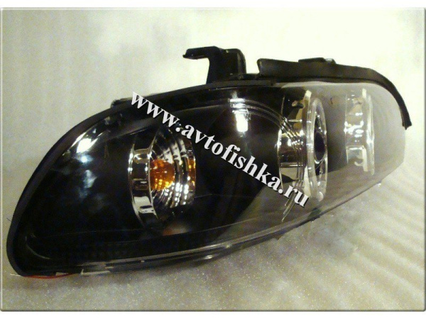 BMW 5 E39 (95-) фары передние линзовые черные, со светящимися ободками, с моторами электрокорректора, комплект 2 шт.