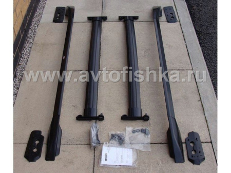 Nissan Qashqai (06-) рейлинги продольные на крышу, алюминиевые черные с поперечинами, комплект