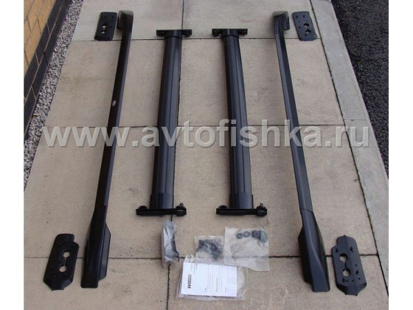 Nissan Qashqai (06-) рейлинги продольные на крышу, алюминиевые черные с поперечинами, комплект