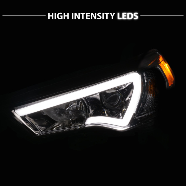 Toyota 4Runner (2014-2022) передние фары тёмно-серые линзованные с LED DRL