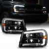 Фары передние черные с LED подсветкой — Chevrolet Trailblazer 2001-2009