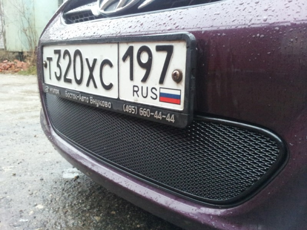 Hyundai Solaris (10–13) Защита радиатора Premium, чёрная