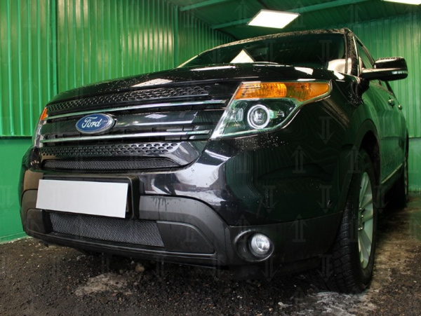 Ford Explorer (12–15) Защита радиатора Premium, чёрная, верх