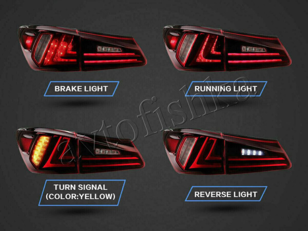 Lexus IS250, IS350 (05-13) фонари задние красно-тонированные, светодиодные