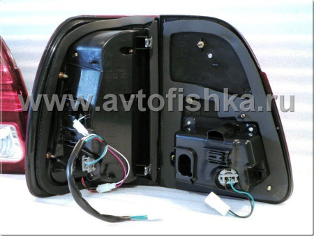 Toyota Land Cruiser 100 (98-07) фонари задние светодиодные красно-хромированные, внешние и внутренние, дизайн Lexus, комплект лев.+прав.