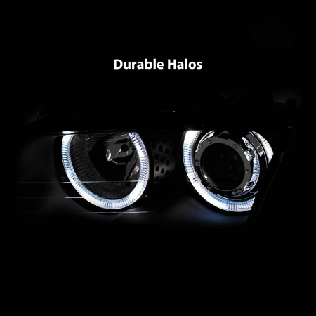 BMW 3 E46 (1998-2001) 4 дв. фары передние линзовые черные, со светящимися ободками, с поворотниками