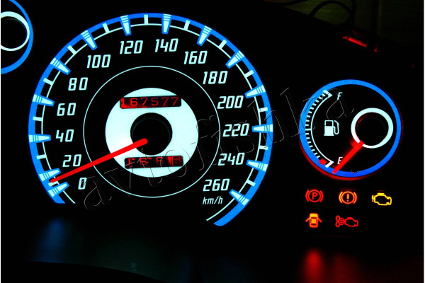 Toyota MR2 - W20 светодиодные шкалы (циферблаты) на панель приборов - дизайн 1