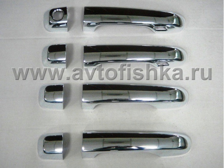 Toyota Land Cruiser Prado 150 (10-) накладки на ручки дверей хромированные под сенсор, пластик, комплект 4 шт.