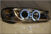 Subaru Impreza GC, GF (93-01) фары передние хромированные, со светящимися ободками и светодиодами, комплект 2 шт.