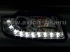 Audi A4 (01-04) фары передние линзовые черные, со светодиодной подсветкой, под электрокорректор, комплект 2 шт.