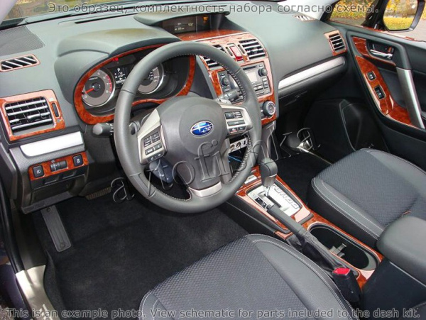 Декоративные накладки салона Subaru Forester 2014-н.в. полный набор, с навигацией.