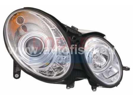 Mercedes E W211 (02-06) фары передние линзовые хромированные со светодиодной подсветкой DRL, комплект 2 шт.