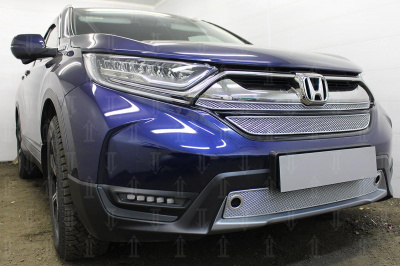 Honda CR-V (17–) Защита радиатора Premium, хром, верх (2 части)