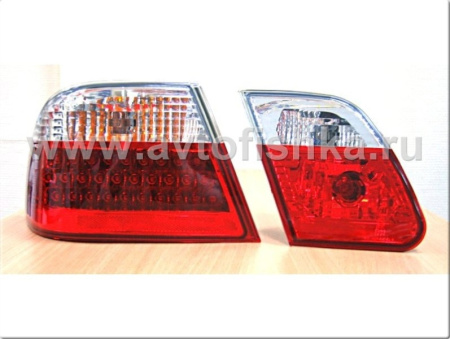 Mercedes E W210 (95-02) фонари задние светодиодные красно-белые, комплект лев.+ прав.