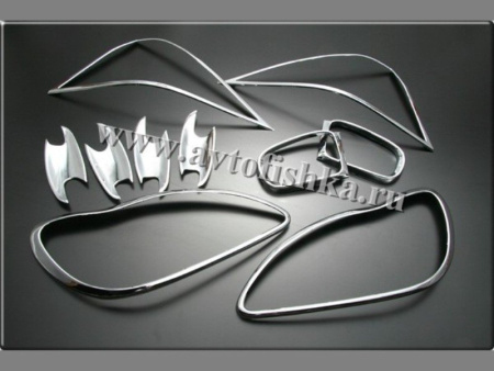 Mercedes S W220 накладки хромированные на передние фары, задние фонари, боковые зеркала и ручки дверей, комплект.