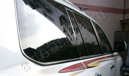 Toyota Land Cruiser 200 (08-) молдинги нижней кромки окон из полированной нержавеющей стали, комплект 6 шт.