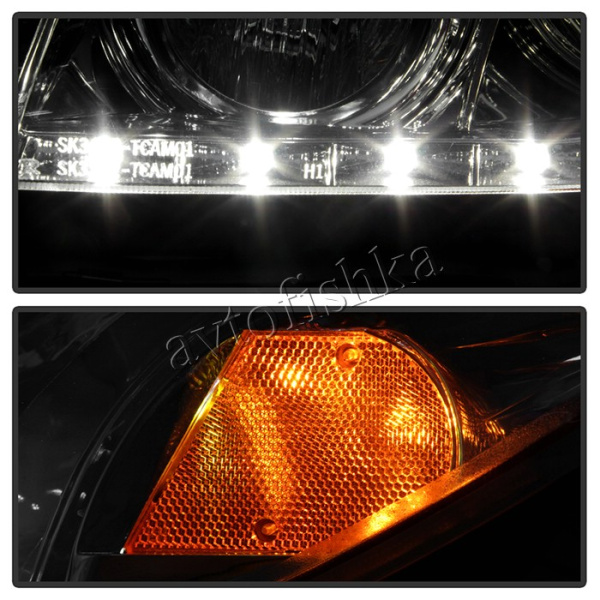 Toyota Camry 30 (01-06) фары передние линзовые хромированные, со светящимися ободками и DRL