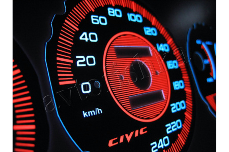 Honda Civic (92-95) светодиодные шкалы (циферблаты) на панель приборов - дизайн 2