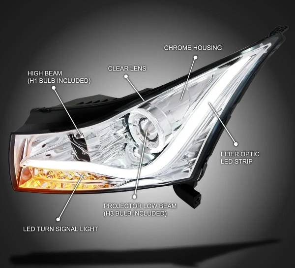 Chevrolet Cruze (2011-2016) фары передние хром линзованные диодной подсветкой в стиле Audi