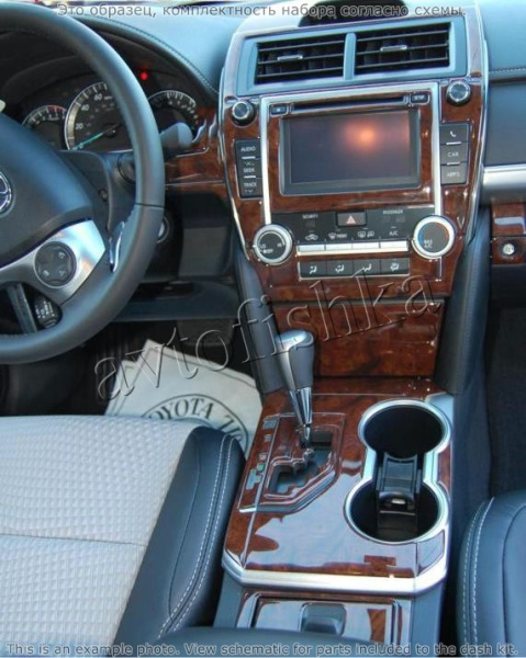 Декоративные накладки салона Toyota Camry 2012-н.в. Полный набор, с подогревом сидений.