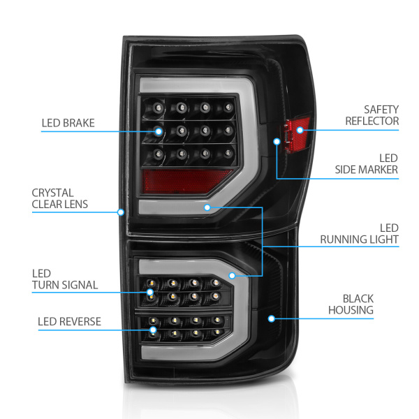 Toyota Tundra (2007-2013) задние фонари чёрные светодиодные (полный LED)