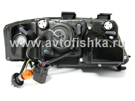 Audi A6 (01-03) фары передние линзовые черные, со светодиодной подсветкой, комплект 2 шт.