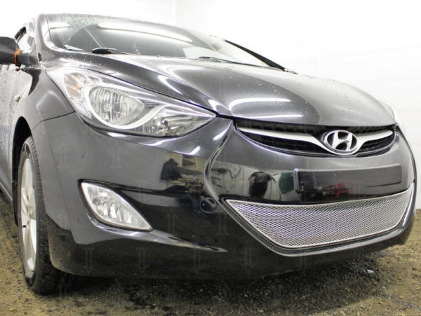 Hyundai Elantra (11–14) Защита радиатора Premium, хром