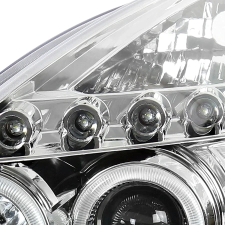 Toyota Celica (00-05) фары передние линзовые хромированные, со светящимися ободками LED