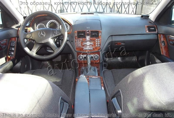 Декоративные накладки салона Mercedes Benz C Class 2008-н.в. полный набор