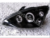 Ford Focus 1 (98-04) Europe+USA фары передние линзовые черные, со светящимися ободками, комплект 2 шт.