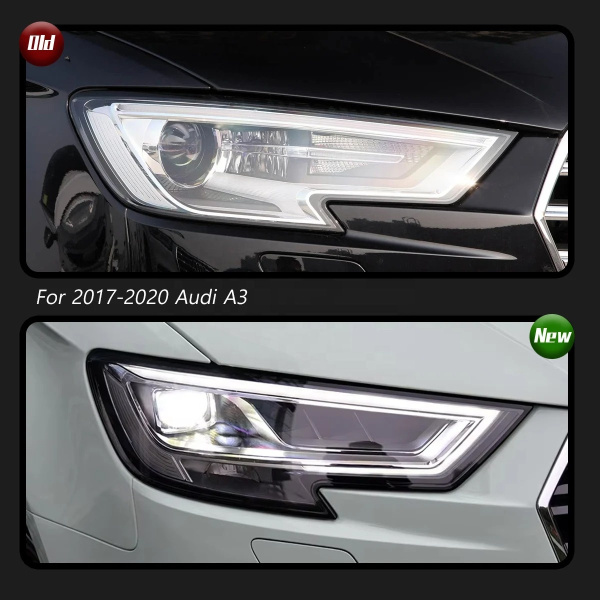 Передние светодиодные матричные фары с ДХО для Audi A3 8V (2017–2020) — общий вид