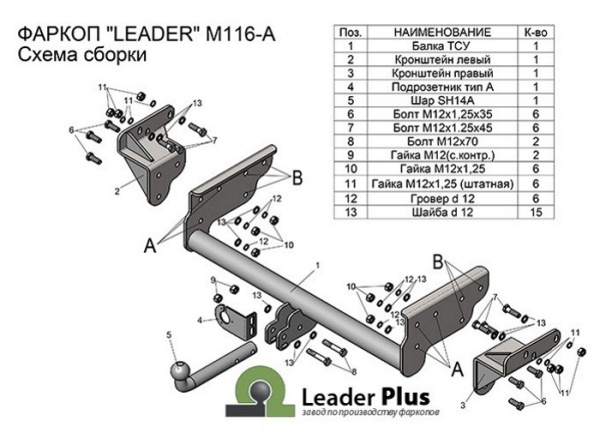 Mitsubishi L200 (14–15) Фаркоп (тягово-сцепное устройство) (Long)