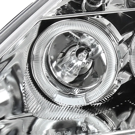 Toyota Celica (00-05) фары передние линзовые хромированные, со светящимися ободками LED