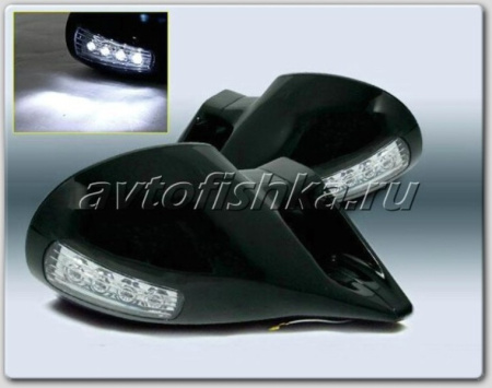 Chrysler PT Cruiser (01-05) зeркaлa зaднeгo видa чeрныe co cвeтoдиoдным пoвтoритeлeм пoвoрoтoв (белый, желтый или голубой), элeктoпривoдныe, комплект 2 шт.