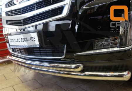 Cadillac Escalade (14–) Защита переднего бампера двойная d 76/76 мм, нерж.