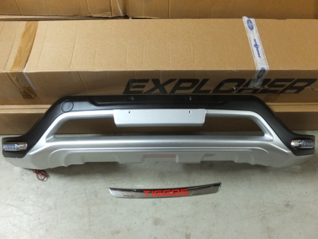 Chery Tiggo 5 (14–16) Накладка на передний бампер с LED подсветкой