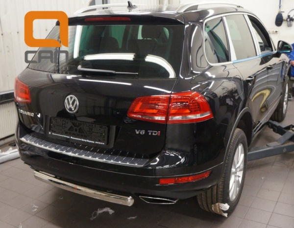 Volkswagen Touareg (10–/14–) Защита заднего бампера одинарная овал d 76/42 мм, нерж.