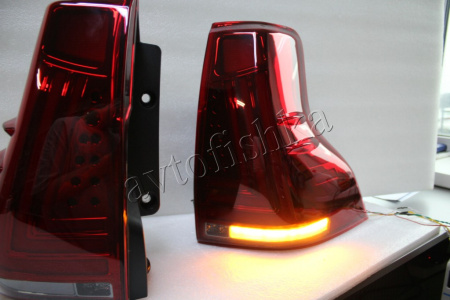 Toyota Land Cruiser Prado FJ150 (10-17) фонари задние светодиодные красно-тонированные, дизайн Lexus, комплект 2 шт.