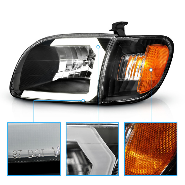 Toyota Tundra (2000-2004) передние фары чёрные с LED C-Light светодиодные