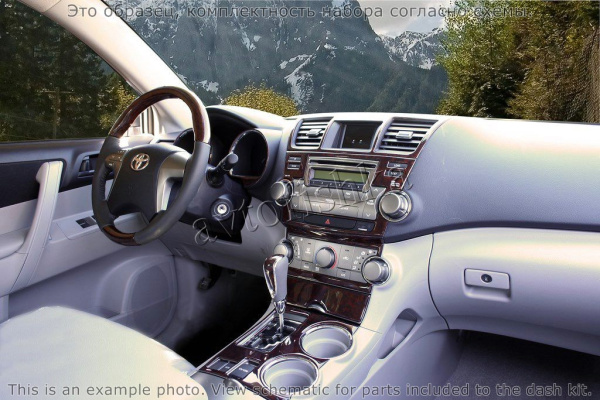 Декоративные накладки салона Toyota Highlander 2013-н.в. полный набор, без навигации