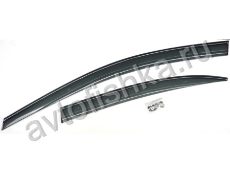 Honda Civic седан (12-) дефлекторы боковых окон темные, ветровики Mugen с черным молдингом, комплект 4 шт.