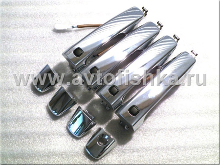 Toyota Land Cruiser 200 (08-16) наружные ручки дверей хромированные в сборе, оригинал, дизайн Lexus LX570, комплект 4 шт.