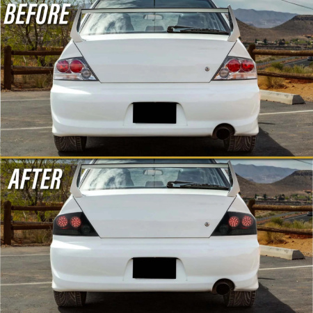 Mitsubishi Lancer 9 (03-07) EVOLUTION фонари задние светодиодные черые тонированные, комплект 2 шт.
