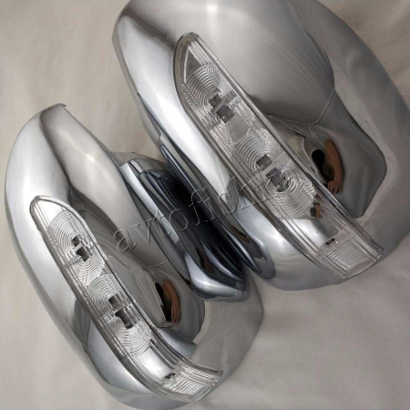 Toyota Land Cruiser Prado 120 (02-09) накладки на боковые зеркала хромированные, со светодиодным поворотником, комплект 2 шт.