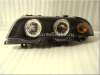 BMW 3 E46 (98-01) 4 дв. седан фары передние черные, со светящимися ободками, комплект 2 шт.