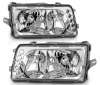 Mercedes S W126 (80-92) фары передние хромированные со светодиодными габаритными огнями, комплект 2 шт.